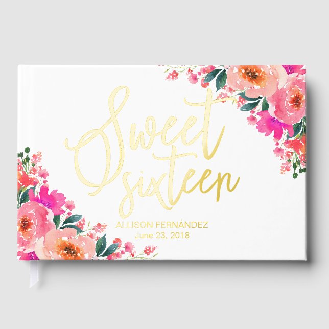 Visitas Libro de invitados de flores rosa caliente para Sw (Anverso)