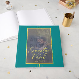 Visitas Libro de invitados de Jewel Tone Blue Photo Boda