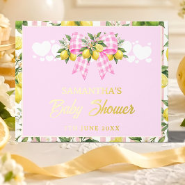 Visitas Libro de invitados de oro para baby shower con laz