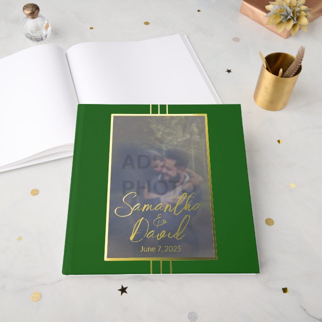 Visitas Libro de invitados de Relieve metalizado de Boda d (Anverso Abierto)