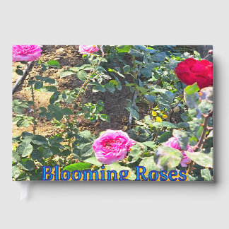 Visitas Libro de invitados de rosas rosadas y rojas elegan