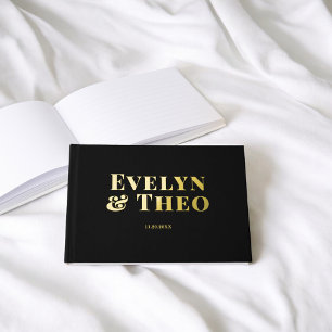 Visitas Libro de invitados elegante de Boda negro simple