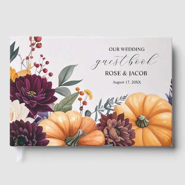 Visitas Libro de Invitados para Boda Elegancia de Otoño (Anverso)