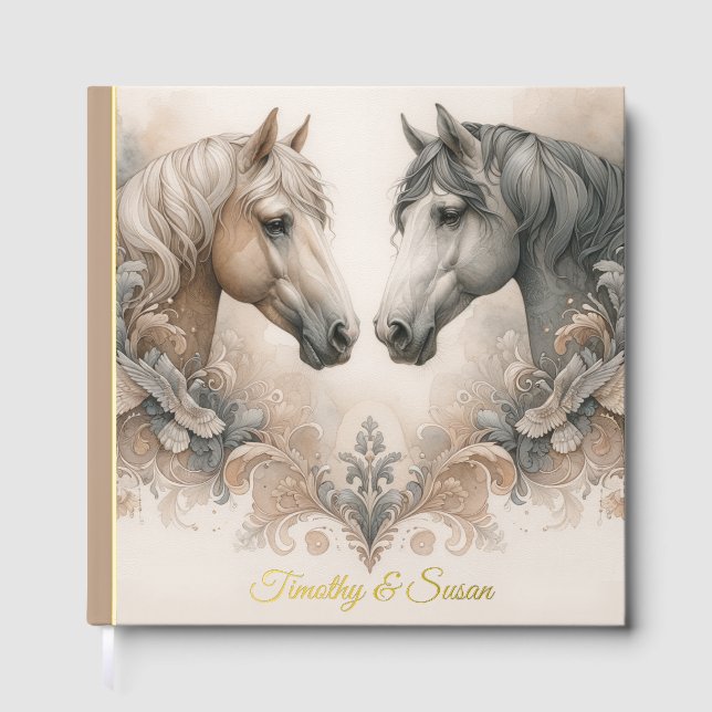 Visitas Libro de invitados para Bodas de caballos especial (Anverso)