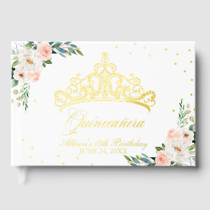 Visitas Libro de Invitados Quinceañera Tiara Floral Rubor