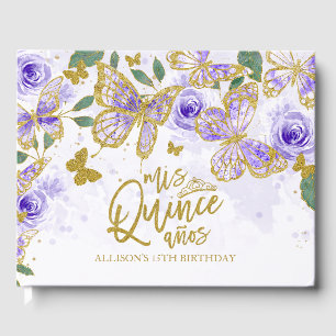 Visitas Libro de Oro Mariposa Floral Quinceañera