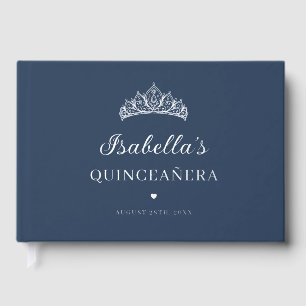 Visitas Libro de Quinceañera de Hojalata Azul Marino