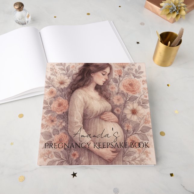 Visitas Libro de Recuerdos de Embarazo, Mujer Embarazada B (Anverso Abierto)