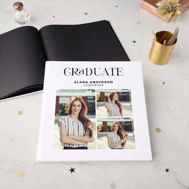 Visitas Libro de Recuerdos de Fotos Personalizadas de Grad (Anverso Abierto)