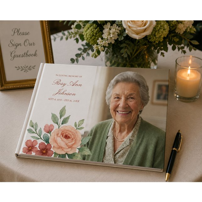 Visitas Libro de Recuerdos de Funeral Floral con Foto  (Subido por el creador)