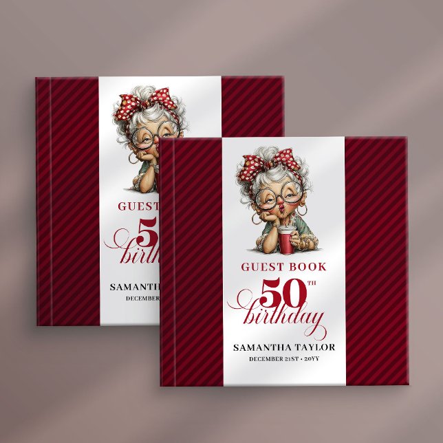 Visitas Libro de regalos conmemorativo para mujer jugueton (Playful 50th birthday woman guest book keepsake)