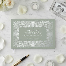 Libro de Regalos de Boda Floral de Hoja de Metal V