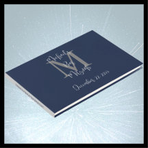 Libro de Registro de Bar Mitzvah Monograma Azul Gr