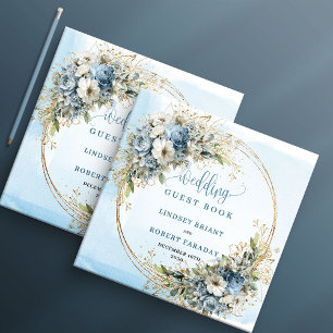 Visitas Libro de Registro Floral Azul Pastel Acuarela con