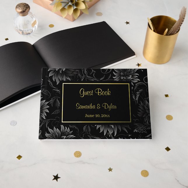 Visitas Libro de Relieve metalizado boda (Anverso Abierto)