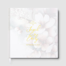 Visitas Libro de Relieve metalizado Boda de cerezo moderno