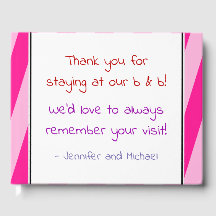 Libro de visitantes B&B con rayas rosadas