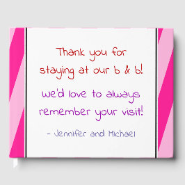 Visitas Libro de visitantes B&B con rayas rosadas