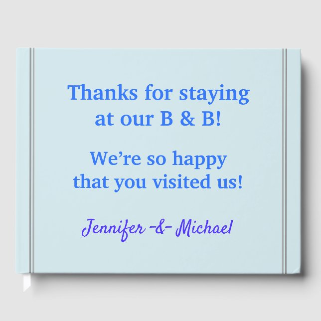 Visitas Libro de visitantes de B&B conservador y respetabl (Anverso)