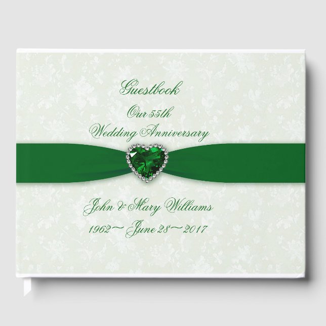 Visitas Libro del 55º aniversario del Boda de Damask Soft (Anverso)