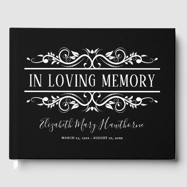 Visitas Libro funeral negro de la condolencia | Monumento (Anverso)