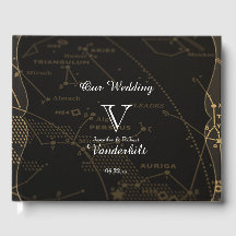 Libro invitado de Bodas de constelación dorada y n