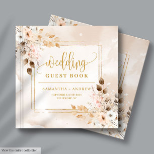 Visitas Ligero libro de Bodas de otoño con marco rosa y do