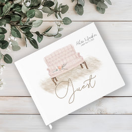 Visitas Moderno Boho Rosa Elegante Boda Floral Libro de in