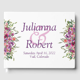 Visitas Morado acuarela flores silvestres boda libro de in