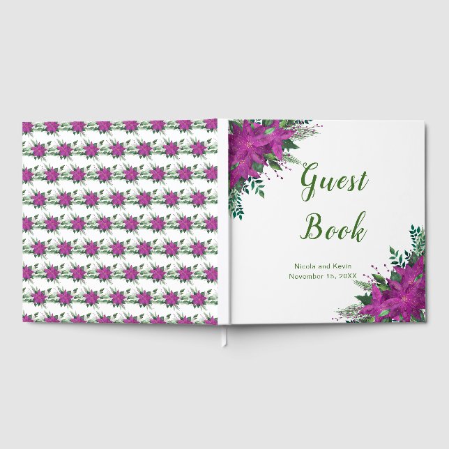 Visitas Navidades libro de Bodas Purple Poinsettia (Lleno)