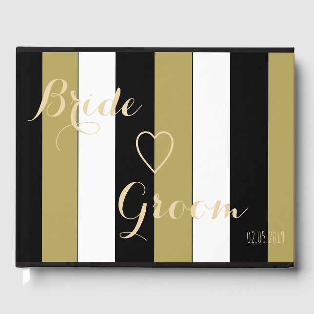 Visitas Patrón de rayas blancas de oro negro de libro de v (Anverso)