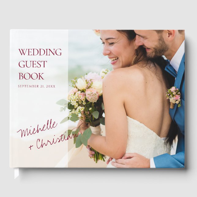 Visitas Personalizado Foto Simple Boda Moderno Libro de in (Anverso)