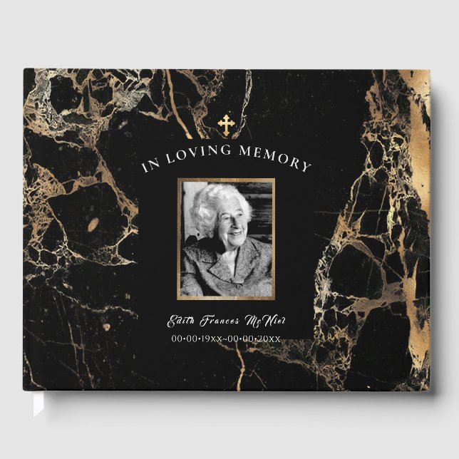 Visitas PixDezines Funeral de Mármol Negro con Libro de In (Anverso)