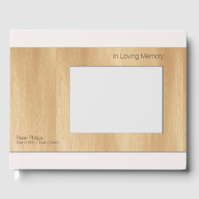 Visitas Plantilla de marco de madera Funeral Libro de invi (Anverso)
