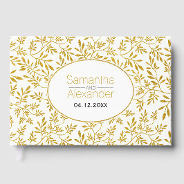 Visitas Purpurina de oro moderno deja libro de bodas