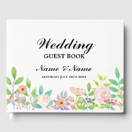 Visitas Recepción floral acuarela de libro de bodas