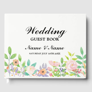 Visitas Recepción floral acuarela de libro de bodas