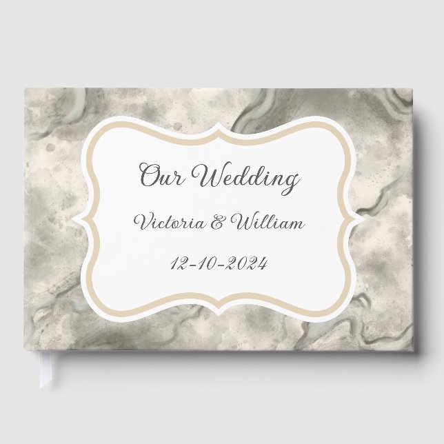 Visitas Regalo del libro de Boda de mármol gris de época (Anverso)