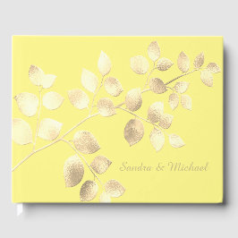 Visitas Romántico amarillo dorado deja libro de bodas