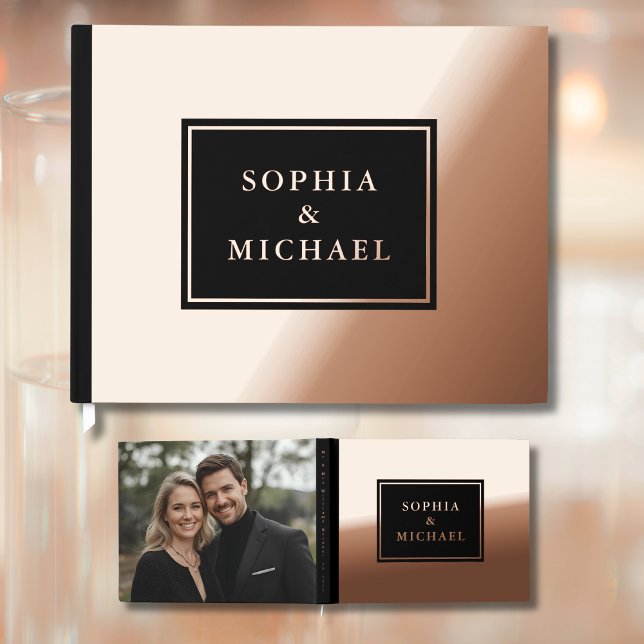 Visitas Rosa negro Relieve metalizado dorado libro de invi (Subido por el creador)