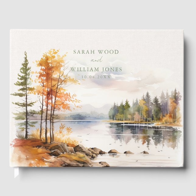 Visitas Rústica ropa de cama con Boda del lago otoño Libro (Anverso)