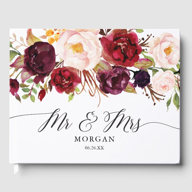 Visitas Rústico libro de Bodas de Borgoña Marsala (Anverso)