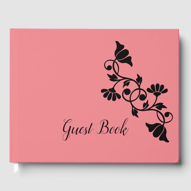 Visitas Simple libro de huéspedes de Salmon floral (Anverso)