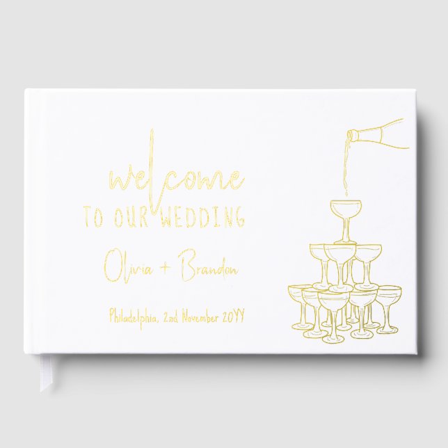 Visitas Torre de champán del libro de bodas elegante (Anverso)