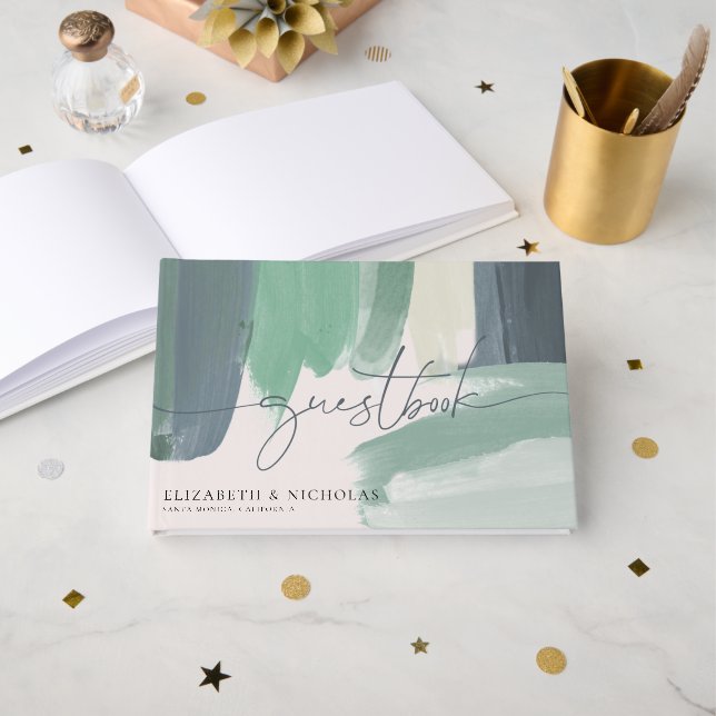 Visitas Vidrio oceánico costero | Libro de Bodas (Anverso Abierto)