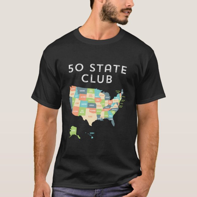 Visite El Mapa De Camisetas De Los 50 Estados Unid (Anverso)