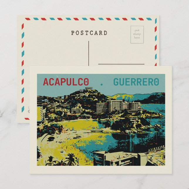 Vista Acapulco, México, postal Guerrero (Anverso / Reverso)