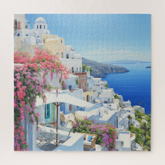 Vista acuática del rompecabezas de Santorini