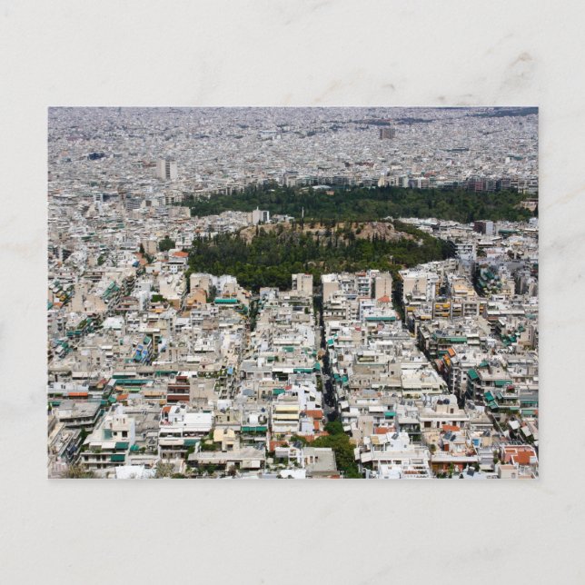 Vista aérea de Atenas en una postal (Anverso)