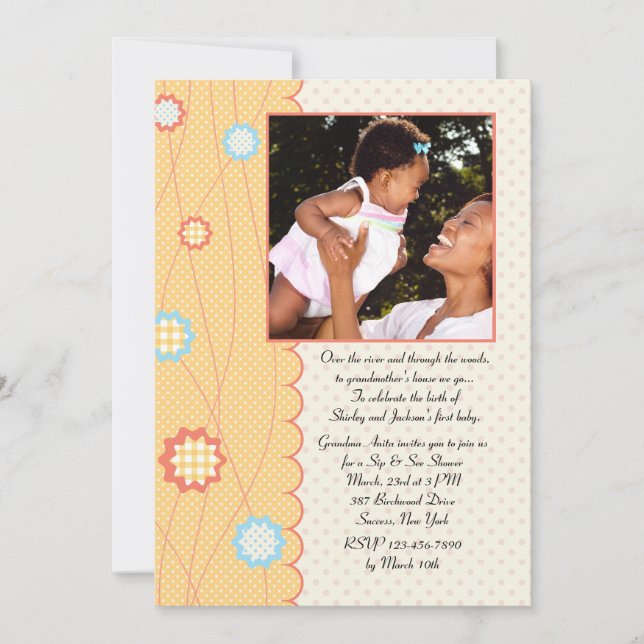 Vista aérea de la abuela y visita la invitación de (Anverso)